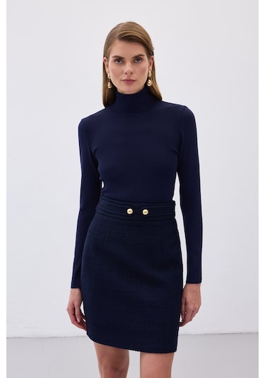 Sateen Tam Balıkçı Triko - Lacivert-133813 Lacivert