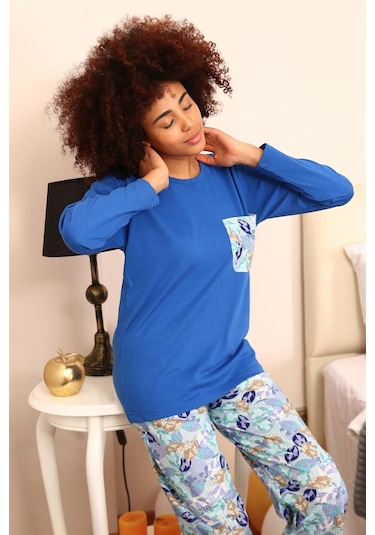 Akbeniz Kadın Uzun Kol Penye Pijama Takım 4194 - S Saks