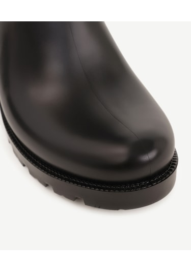 Yargıcı Kapitone Detaylı Kısa Yağmur Botu Siyah