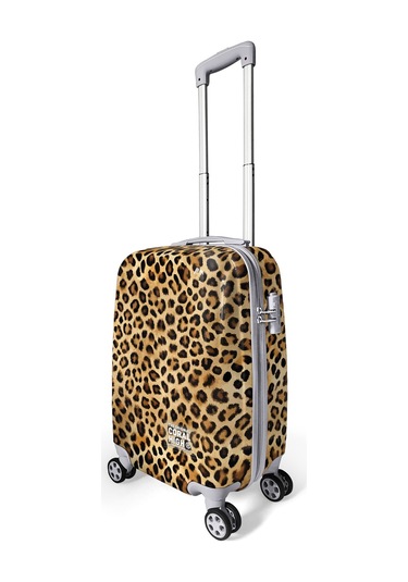 Coral High Kahverengi Leopar Desenli Pc Kabin Boy Valiz 50cm 16841 Kahverengi