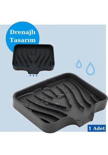 Gri Bordo Silikon Mutfak, Banyo Su Giderli Vantuzlu Esnek Sabunluk Diğer