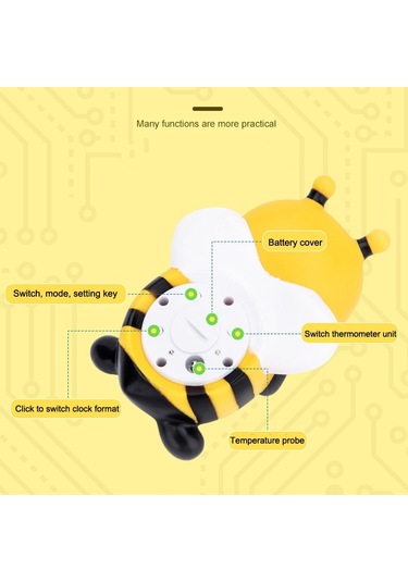 Sones Mty-813 Karikatür Küçük Arı Çocuk Elektronik Su Termometresi Sarı