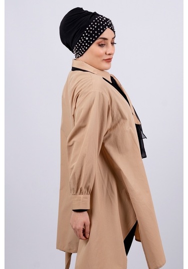 Siyah Pratik Hazır Geçmeli Tesettür Bone Sandy Kumaş Taşlı 1456_0 Siyah