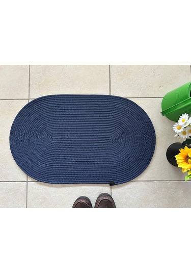 Jüt Düz Banyo Paspası Oval 45 X 75 Lacivert
