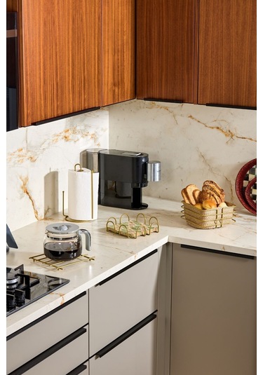 Edora Home 4'lü Gold Servis Sunum Seti, Peçetelik, Kağıt Havluluk, Ekmeklik, Nihale - Metal Paslanmaz