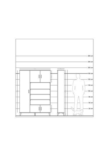 Arges Dolap 10 Raflı 5 Kapaklı 132x30x195 Çam-antrasit/aytaşı Çam