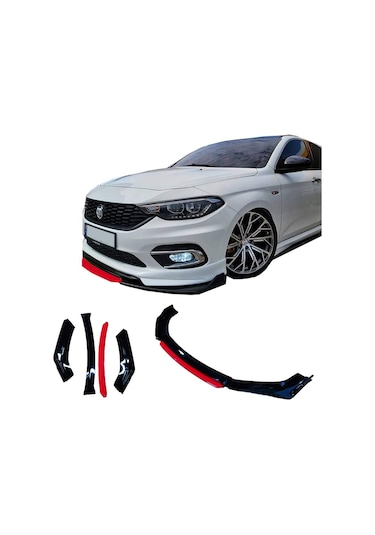 Fiat Egea Uyumlu Ön Lip Kırmızı Renkli 4 Parça - A+ Ürün - Dayan