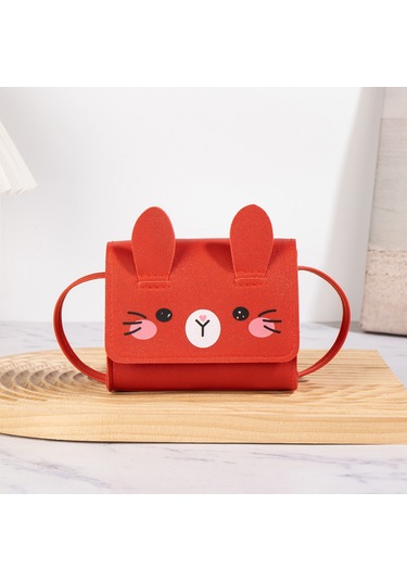 Sevimli Mini Omuz Askılı Bozuk Para Kadın Kız Çocuk Çantası Kırmızı