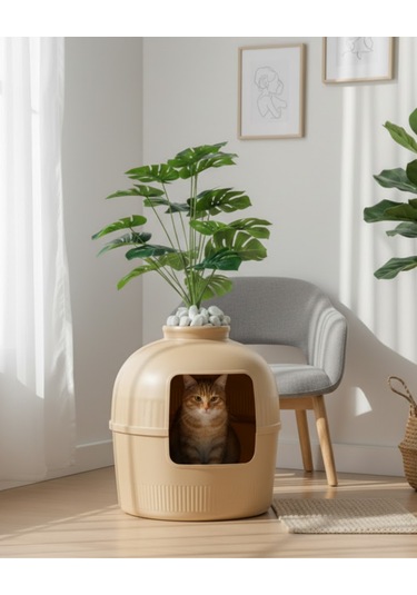 Reyo Dekorapet Dekoratif Kedi Tuvaleti Latte