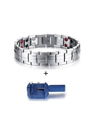 El Zinciri Enerji Sağlık Germanyum Manyetik Bilezik Gümüş Aracı Altın - Gri