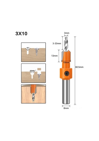 Shineyee 8/10mm Hss Tungsten Çelik Ahşap Vidalama Matkap Ucu - 3x10mm Boyutlu, Dayanıklı, Parafüs Ve Delik Açma