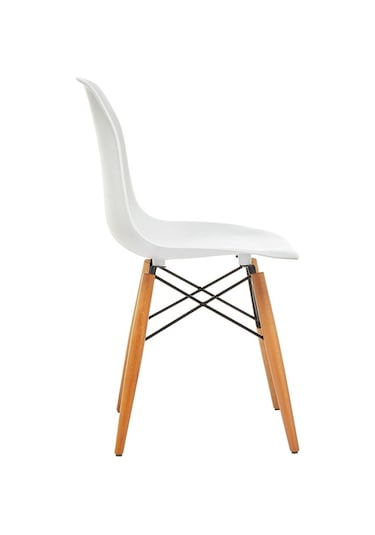 Seduna Beyaz Eames Sandalye | Natural Ahşap Ayaklı | 4 Adet-Beyaz