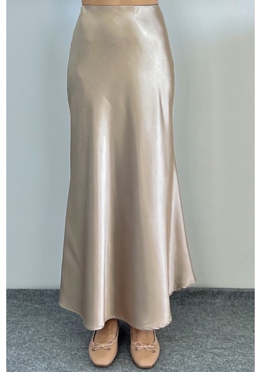 Luna Bel Lastikli Maksi Boy Gold Saten Etek Gold