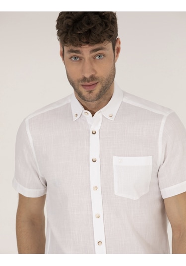 Pierre Cardin Erkek Beyaz Kısa Kollu Gömlek 50268184-vr013 Beyaz
