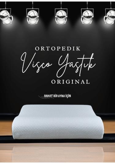 Visco Ortopedik Yastık Destekli Çift Yükseklik Yastık Taşıma Çantalı Beyaz Mavi