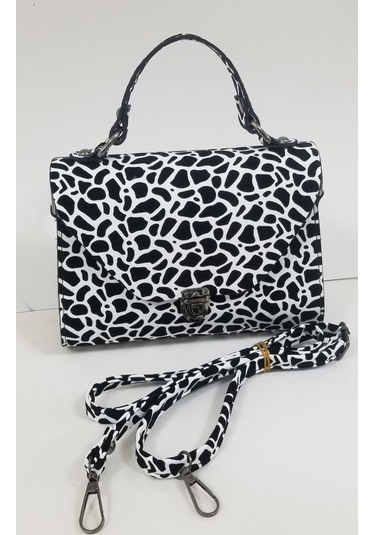 Zebra Desen Çapraz El Ve Omuz Kadın Çantası Beyaz - Siyah