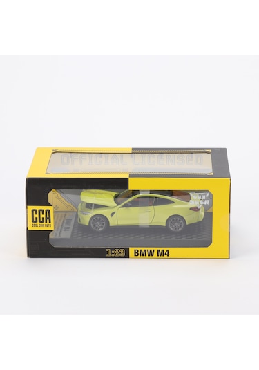 1:24 Ölçek Bmw M4 Sesli Işıklı Kapısı Kaputu Açılan Stantlı Model Araç Sarı