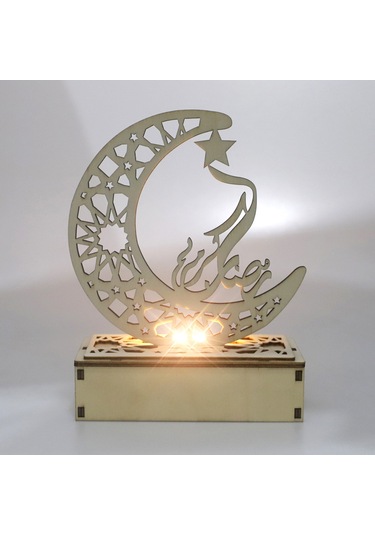 Xiyyadms Ahşap Aydınlatmalı Ramazan Ayı Heykeli - Dekoratif Led Lehim Ürünü - Jm01932 Modeli Pil Dahil Değil Diğer