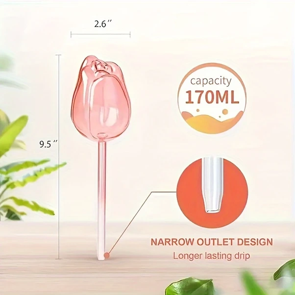 Elmpaly Pembe Lale Sulama Topları 3lü Saksı Bitkileri İçin Dar Ağız Uzun Sulama