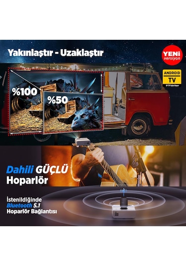 Vankyo Sunspark 500 W 5G 240" Android TV 1080P Destekli Projeksiyon Cihazı