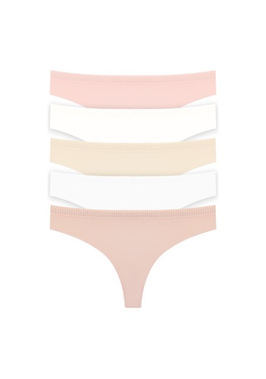 Basic Lazer Kesim File Lastikli Brezilya Külot 5'li Paket Renkli-8 Çok Renkli