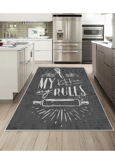 Dijidekor Işıltı Koleksiyonu Model255 Süngerli Dijital Baskılı Saçaksız Mutfak Halısı Yolluk