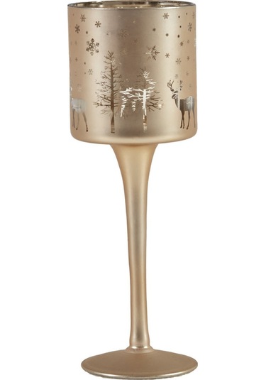 Karaca Home New Year Yılbaşı 24 Helena Gold Cam Mumluk 7x20 Cm 153.09.01.1734