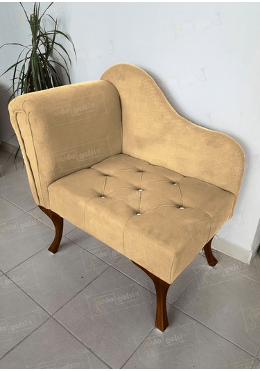 Yeni Model Tekli Köşe Koltuğu Josefin Bench Ceviz Ayak Laci