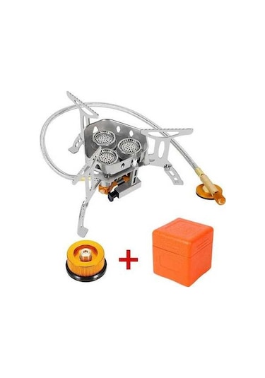 Prestigegoods Rüzgar Geçirmez 3 Gözlü Kamp Ocağı, Taşınabilir Katlanır, Dönüşüm Başlıklı, Açık Hava Kampçısı İçin Gümüş