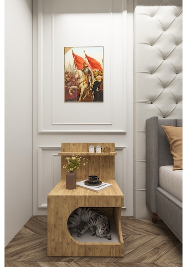 Kedi Evi Komodin,pet Komodin,yıkanabilir Minderli,atlantik Çam
