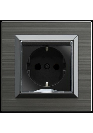 Quantum Manyetik Gri Kapaklı Topraklı Priz