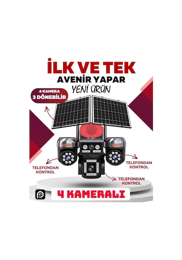 Avenir Av-s446 12mp 4 Kameralı Ptz 4g Sim Kartlı Solar Kamera