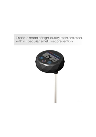 Padalink Siyah Gümüş Çelik Plastik Kahve Termometresi, Dikiş Pil Dahil, Hediye Kutusu İle, 15.5cm, 70g Siyah