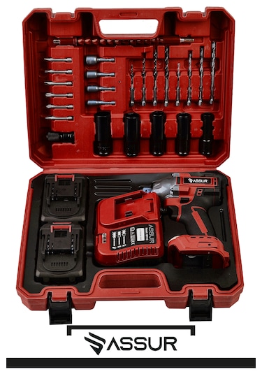 Assur ASR258 21V Çift Akü 350NM Somun Sıkma Sökme Kırmızı