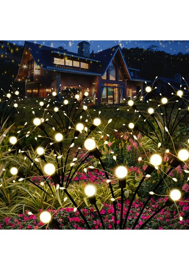 Yunboo Güneş Enerjili 8 Ayağlı Atkı Işığı - 2 Adet, Islak Beyaz Işık, 8-12 Saat Çalışma Süresi, Toplam Yükseklik 37cm, Abs Malzeme