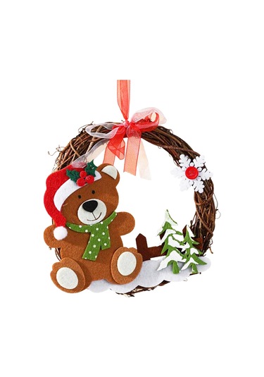 Xindoker Noel Dekorasyonları Ayaklı Planda, Panda Modeli Rattan Ve Kumaş Teneke, 15 Cm Çaplı Pencere Süs Eşyası