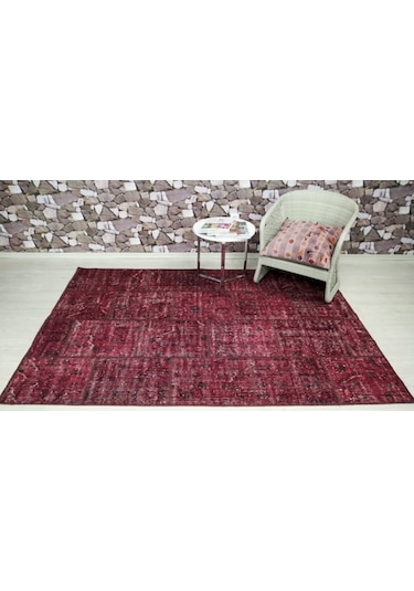 Patchwork El Dokuma Antik Anadolu Halısı Volcana Kırmızı