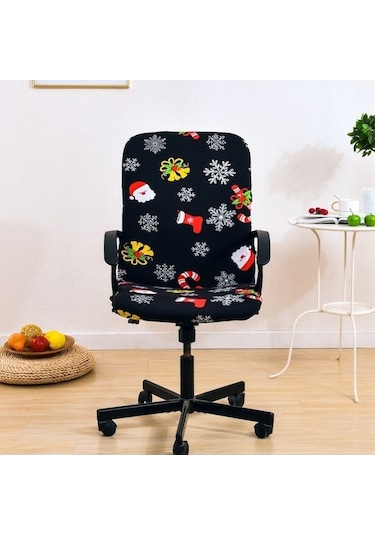 Monyee Ofis Sandalyesi Kılıfı Orta Boy - Yüksek Esneklikli, Yırtılmaya Dayanıklı, Dekoratif Ve Tam Koruma Sağlar Siyah