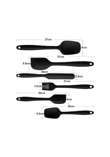 Cookcase Servis Spatula Seti Silikon 6'Lı Siyah