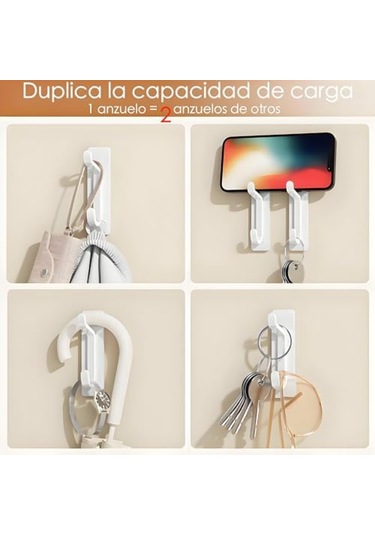 Mufunye 4 Adet Delmezsiz Güçlü Çelik Kanca: Otomatik Yapışkan, Yüksek-düşük Konfigürasyonlu, Havlu Ve Giysi Asıcı Beyaz