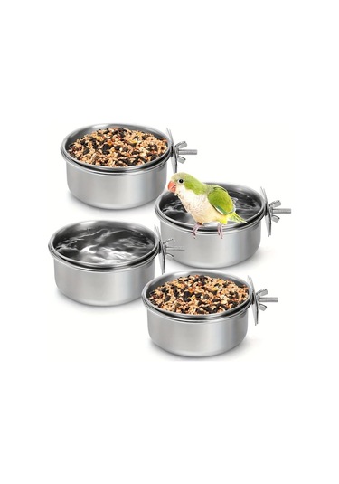 Willowhaven 4 Parça Paslanmaz Çelik Kuş Yemliği Askılı Temizlemesi Kolay Su Kabı