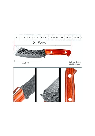 Omeniv El Yapımı 4cr13 Paslanmaz Çelik Outdoor Kamp Şef Bıçağı Kahverengi