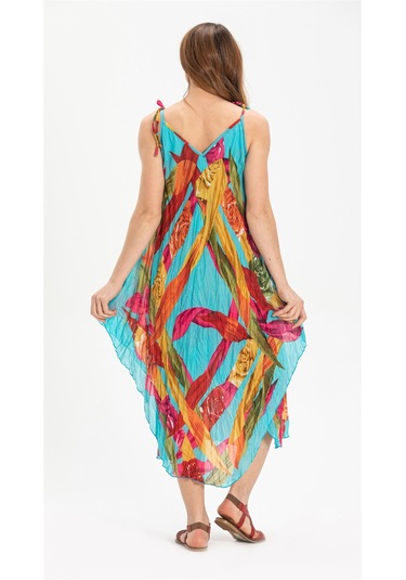 Askılı Vual Afrodit Midi Boy Elbise Turkuaz 6149 Turkuaz