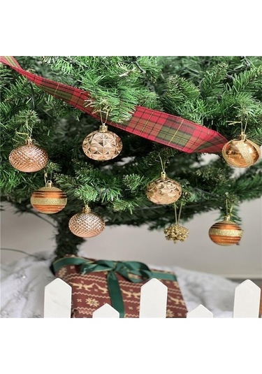 Pazly Yeşil 40 Adet Noel Topu Ağacı Süsü, Yıldızlı Kolye, Hediye Kutusu, Ev Dekoru Yeşil