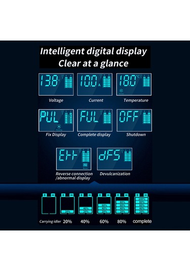 Neevoyu Turuncu 12v10a/24v5a Akıllı Akü Şarj Cihazı, Dijital Ekran, Sıcaklık Algılama, Onarım Fonksiyonu, Avrupa Şarjı, Otomobil-motosiklet Uyumlu
