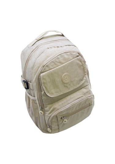 Baginn Kadın Sırt Çantası Çok Cepli Yağmur Geçirmez Hafif Kumaş Sırt Çantası Bordo Renk Krem