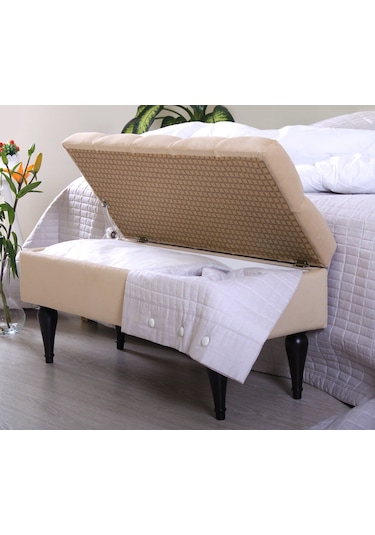 Lorencehome Balloon Sandıklı Puf - Krem