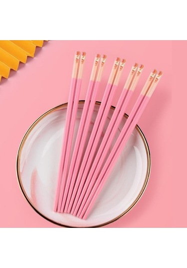 Agoodshop Yeşil Pembe 5 Çift Japon Metal Yemek Çubukları Seti, Sağlıklı Yemek Ustaları İçin Yeşil