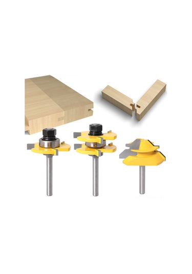 Monyee Ahşap İşleme Uç Takımı: 3'lü T Tipi + 45 Derece Kontrprez Uçları, Keskin Keso, Ahşap-mdf-plywoo