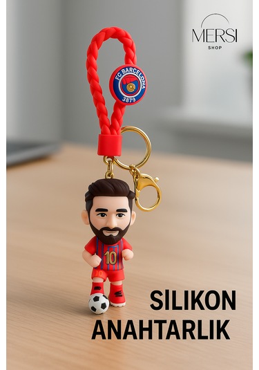 Silikon Futbolcu Figür Anahtarlık Çanta Ve Araba Anahtarlığı Sevimli Sporcu Anahtarlık Beyaz - Kırmızı